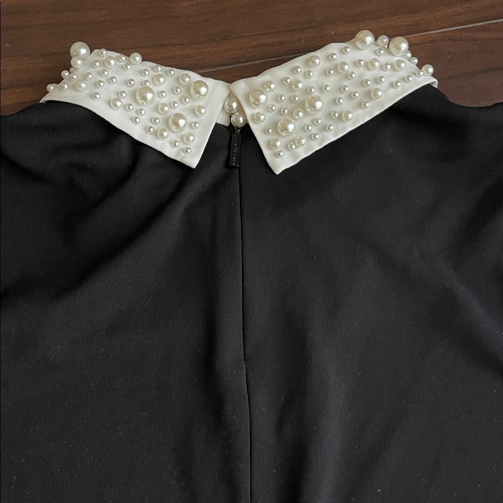 New KARL LAGERFELD PARIS  Pearl Collar Top Blouse - Picture 13 of 13